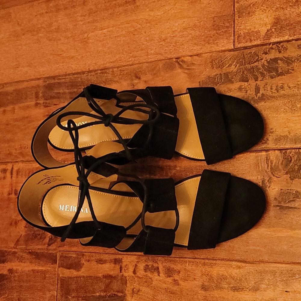 Merona Black Open-Toed Sandals - size 10